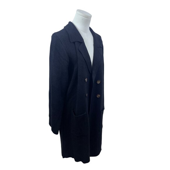 Cici Bird Womens Black Double-Breasted Long Knit Cardigan Sz L - New - Picture 2 of 8